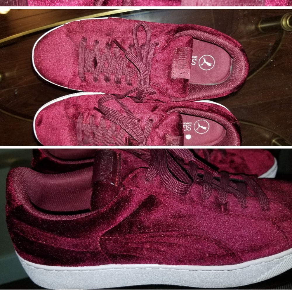 Red/Maroon Velvety Puma shoes